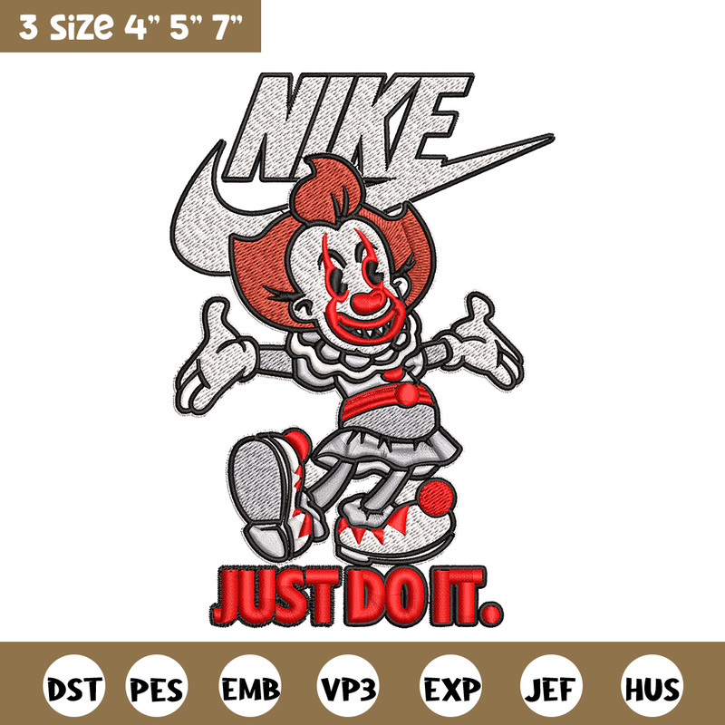 Just Do It Pennywise Embroidery design, Cartoon Embroidery, Nike design, Embroidery file, Nike logo. Instant download..jpg
