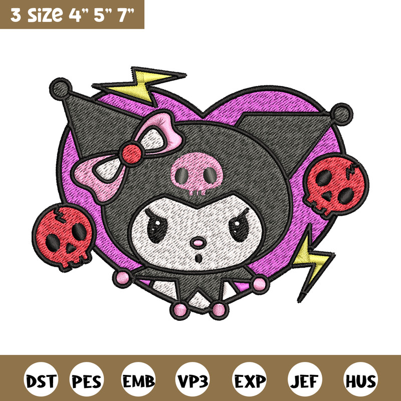 Kuromi Embroidery design, Hello Kitty Embroidery, cartoon design, Embroidery File, cartoon shirt, Digital download.jpg