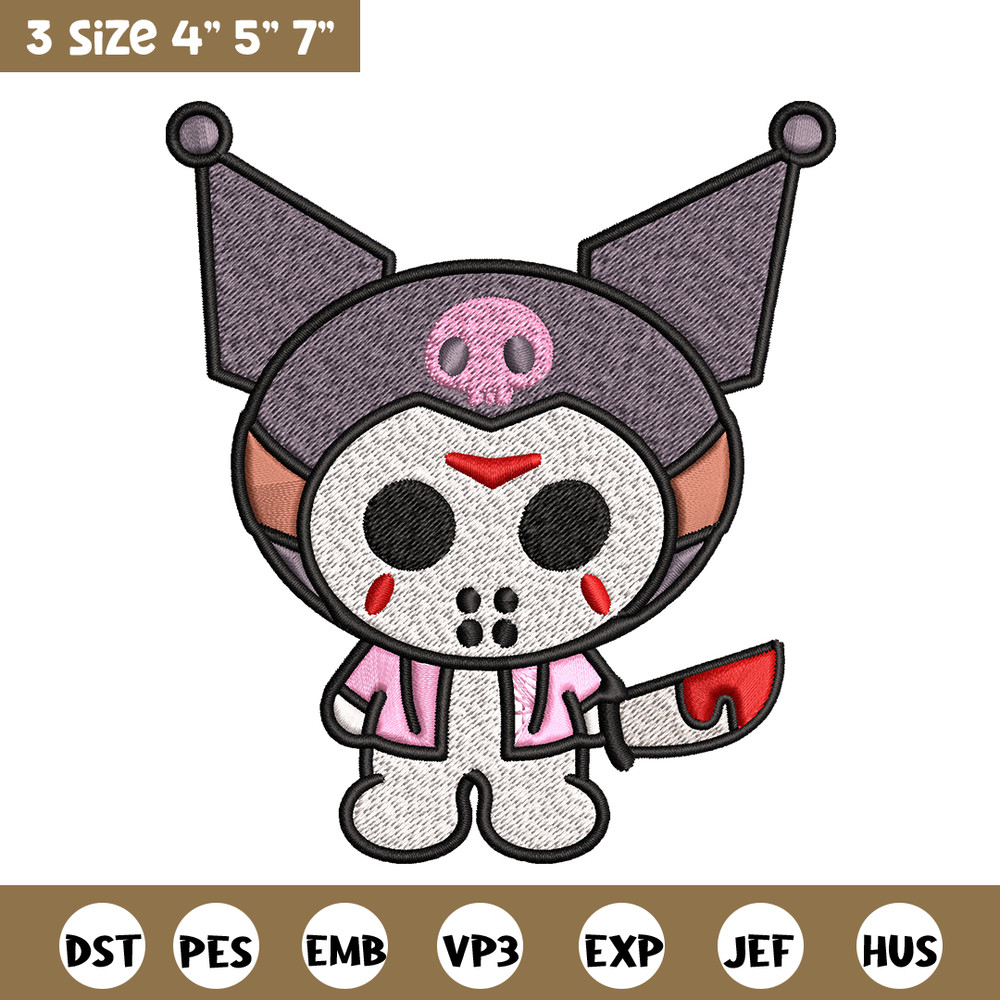 Kuromi Jason Voorhees Embroidery design, Halloween Embroidery, cartoon design, Embroidery File, Digital download.jpg