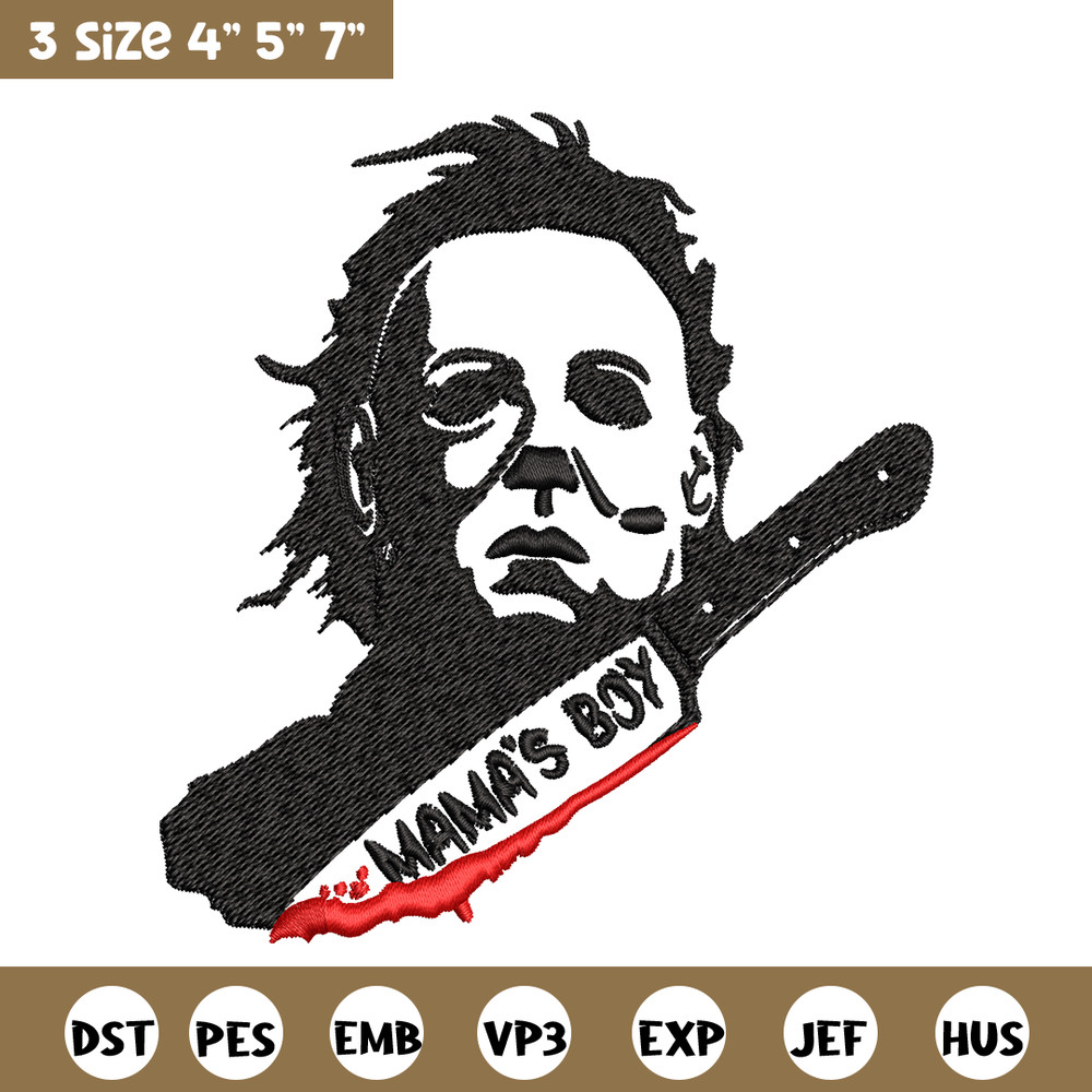 Mama's Boy Embroidery design, Michael Myers Embroidery, Embroidery File, Halloween design, Digital download..jpg