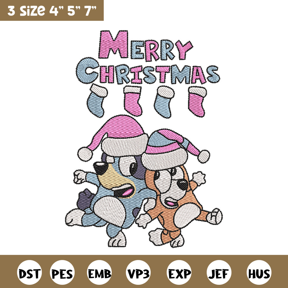 Merry chrismas embroidery design, Bluey embroidery, Chrismas design, Embroidery file, Embroidery shirt, Digital download.jpg