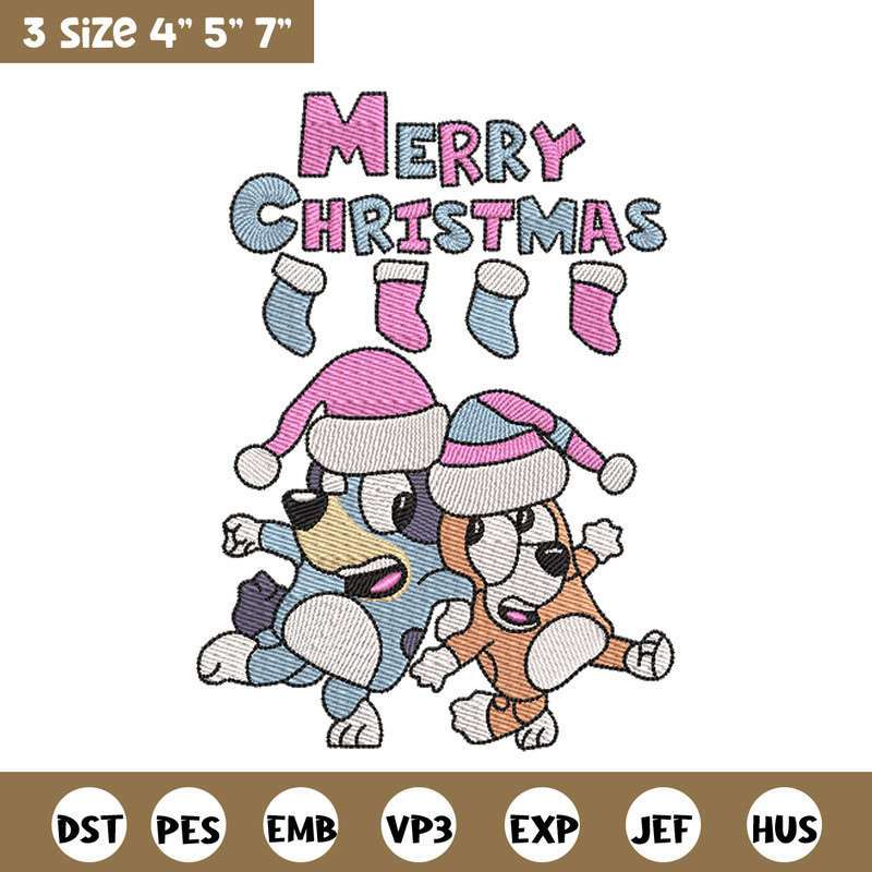 Merry chrismas embroidery design, Bluey embroidery, Chrismas design, Embroidery file, Embroidery shirt, Digital download.jpg