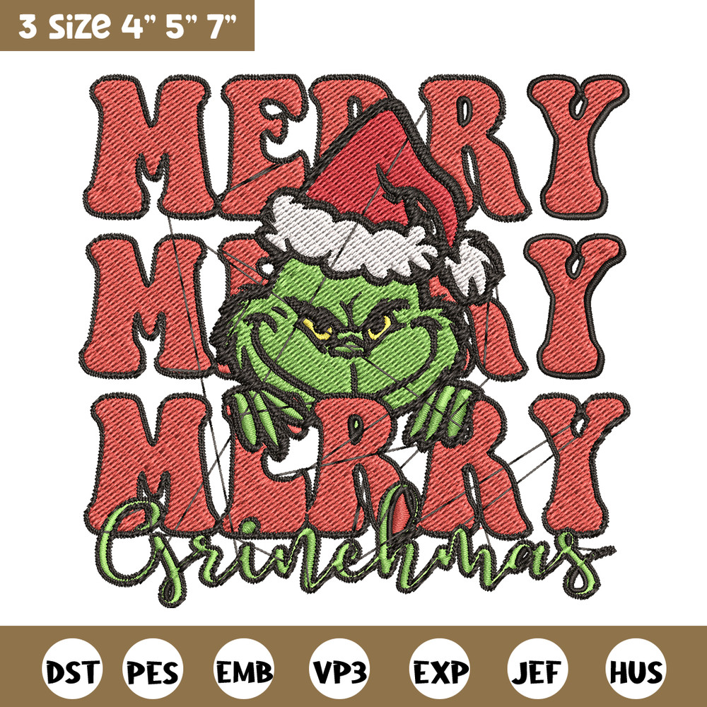 Merry Christmas Grinch Embroidery design, Grinch christmas Embroidery, logo design, Embroidery File, Instant download..jpg