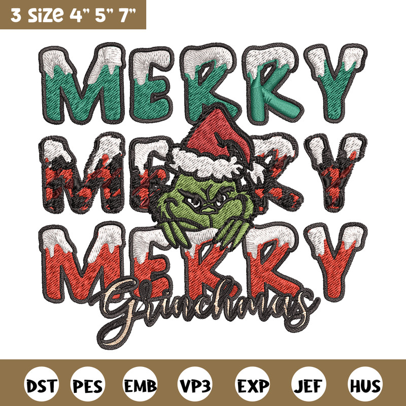 Merry Grinch logo Embroidery design, Grinch Christmas Embroidery, Grinch design, Embroidery File, Digital download..jpg