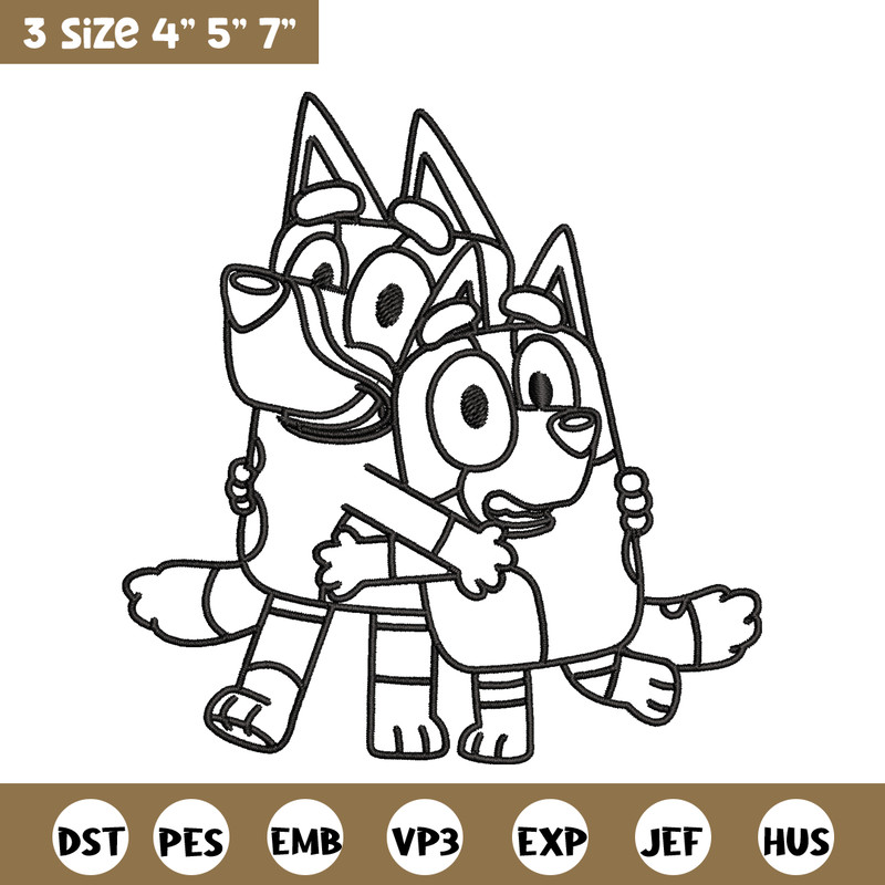 Mom and Dad Bluey Coloring Pages Embroidery, Bluey Embroidery, Embroidery File, cartoon design, Digital download..jpg