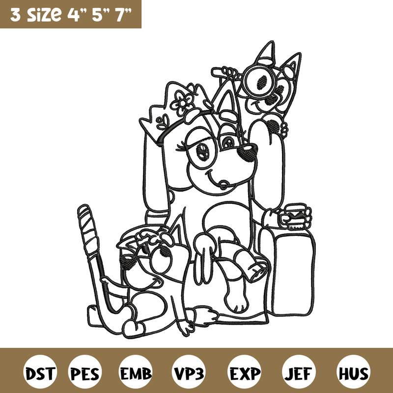 Mum bluey bingo Coloring Pages Embroidery, Bluey Embroidery, Embroidery File, cartoon design, Digital download..jpg