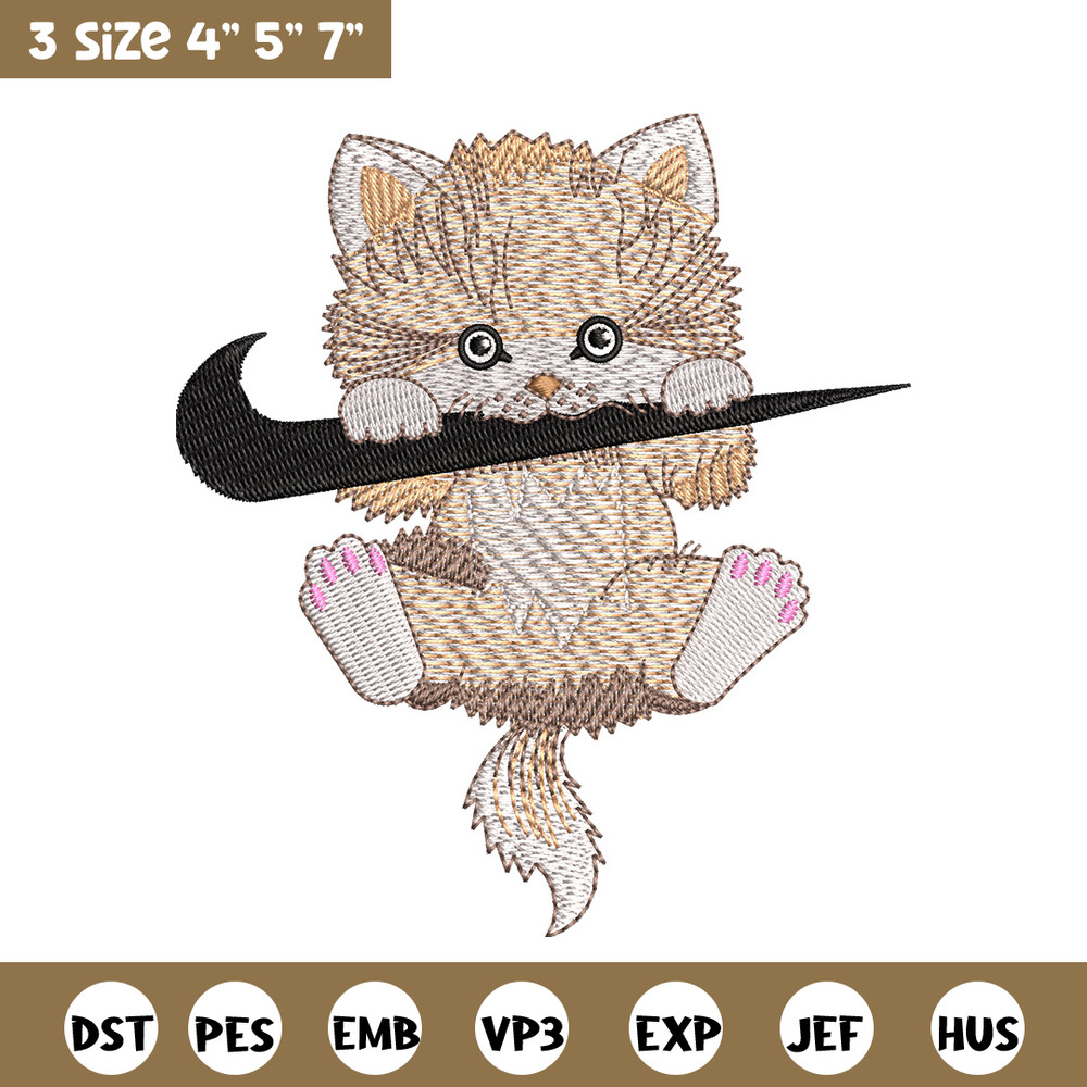Nike cat cute embroidery design, Cat embroidery, Nike design, Embroidery shirt, Embroidery file, Digital download.jpg