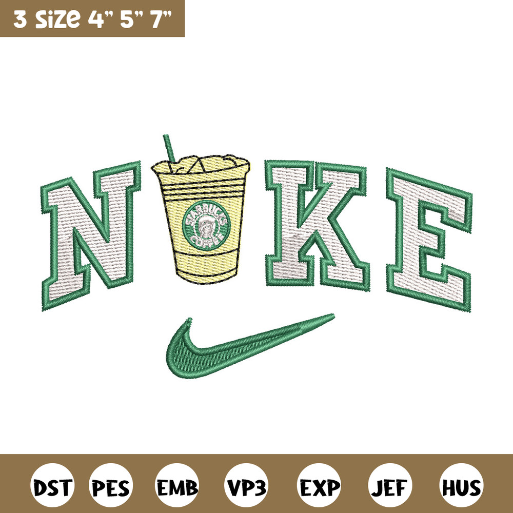 Nike coffee embroidery design, Starbuck embroidery, Nike design, Embroidery shirt, Embroidery file,Digital download.jpg