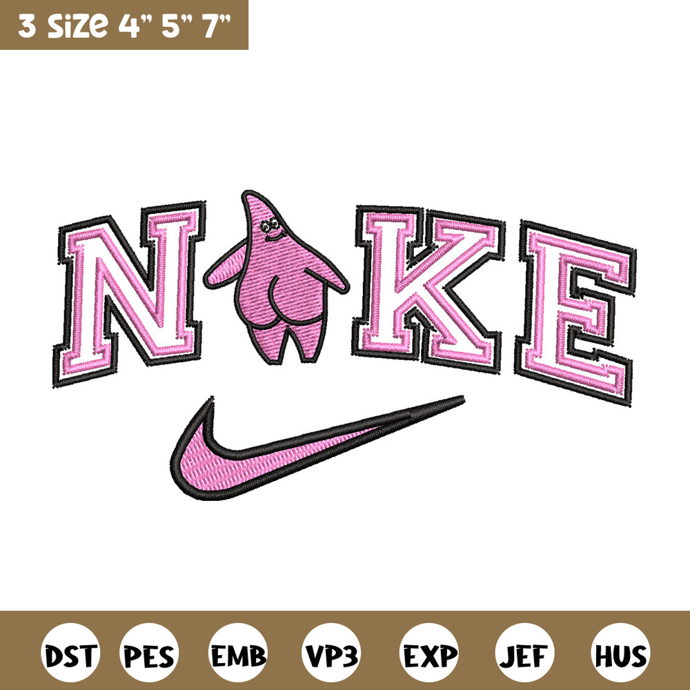 Nike patrick embroidery design, Spongebob embroidery, Nike design, Embroidery file, Embroidery shirt, Digital download.jpg