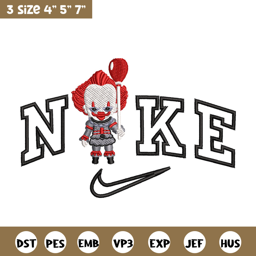 Nike pennywise embroidery design, Horror embroidery, Nike design, Embroidery shirt, Embroidery file, Digital download.jpg