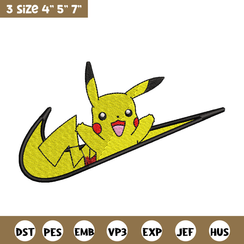 Nike Pikachu embroidery design, Pokemon embroidery, Nike design, anime design, anime shirt, Digital download.jpg