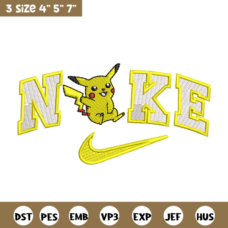 Nike pikachu embroidery design, Pokemon embroidery, Nike design, Embroidery shirt, Embroidery file, Digital download.jpg