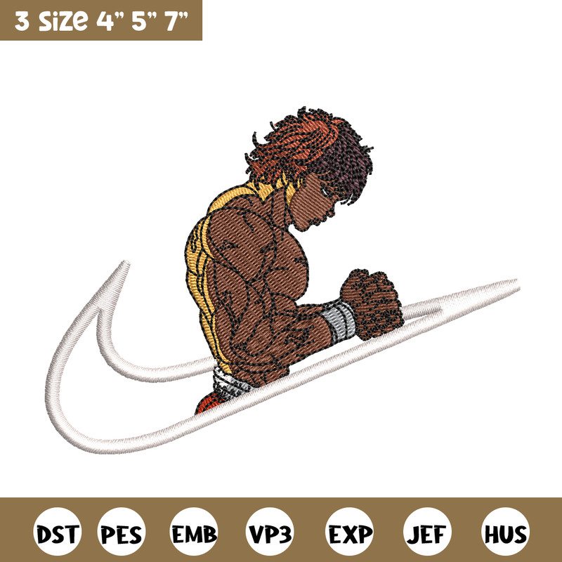 Baki Hanma embroidery design, Baki embroidery, Nike design, anime design, embroidery file, anime shirt, Digital download.jpg