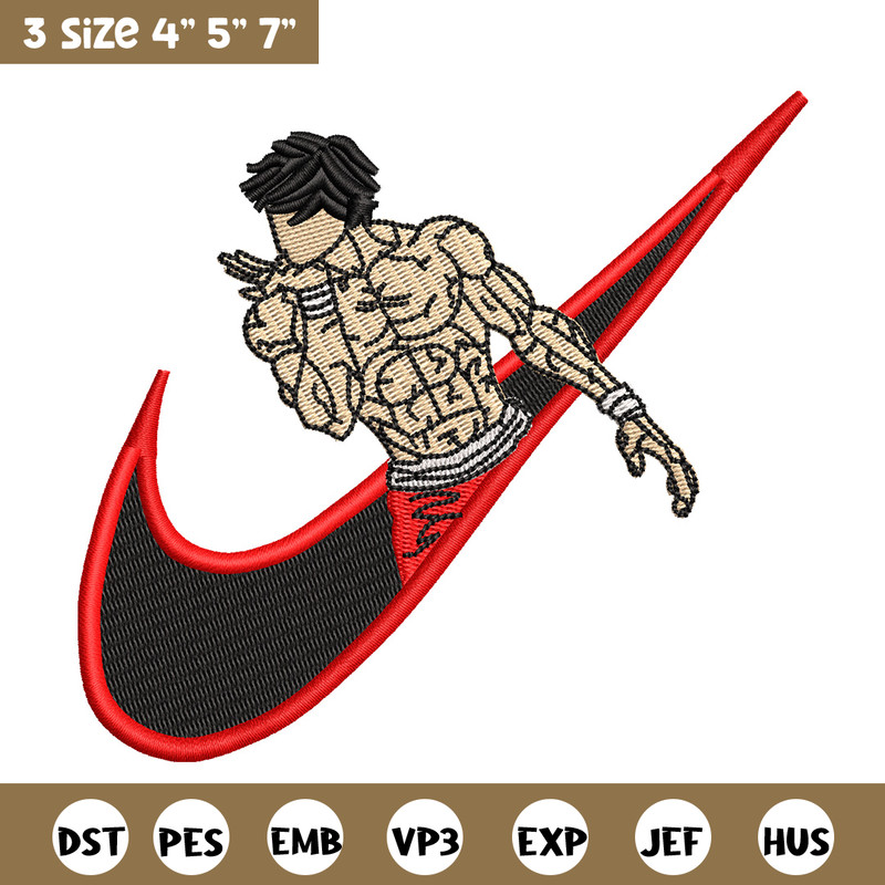 Baki x nike embroidery design, Baki embroidery, Nike design, Embroidery shirt, Embroidery file, Digital download.jpg