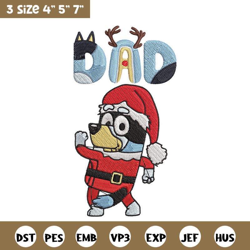 Bandit dad Embroidery Design, Bluey Embroidery, Embroidery File, Chrismas Embroidery, Anime shirt, Digital download.jpg