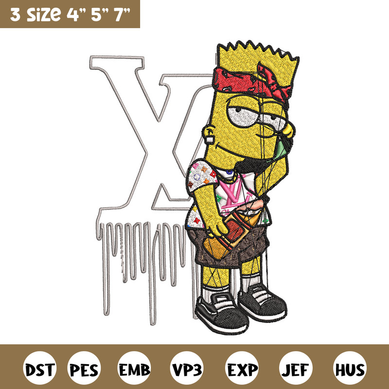 Bart simpson lv Embroidery Design, Lv Embroidery, Embroidery File, Simpson Embroidery, Logo shirt, Digital download.jpg