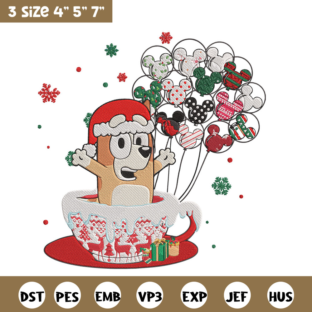 Bingo chrismas Embroidery Design, Bluey Embroidery, Embroidery File, Chrismas Embroidery, Anime shirt, Digital download.jpg
