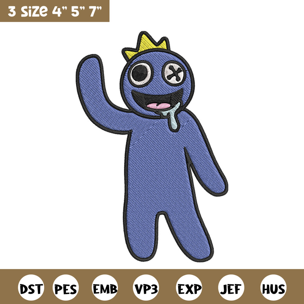 Blue Rainbow Embroidery Design, Rainbow Friends Embroidery, Embroidery File, Anime Embroidery, Digital download..jpg