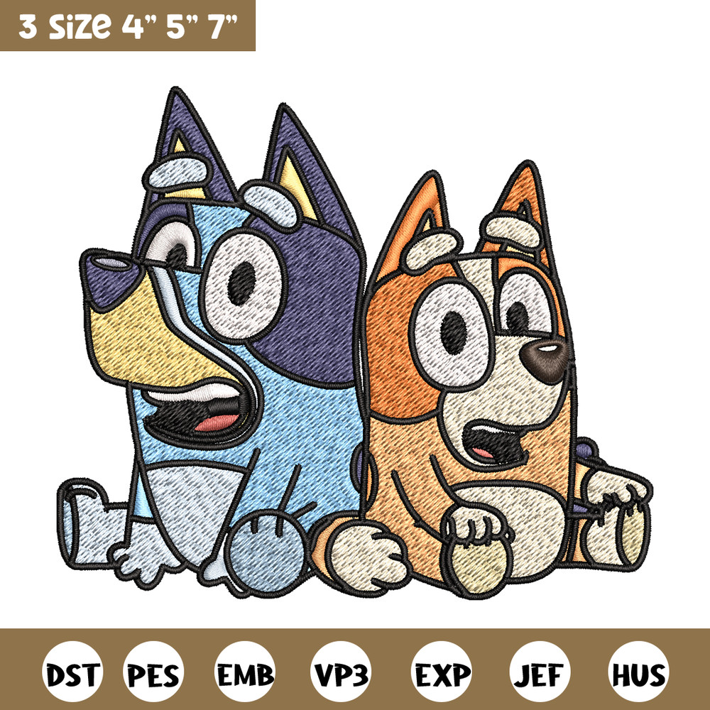 Bluey and Bingo Embroidery, Bluey Embroidery, Embroidery File, cartoon design, cartoon shirt, Digital download..jpg