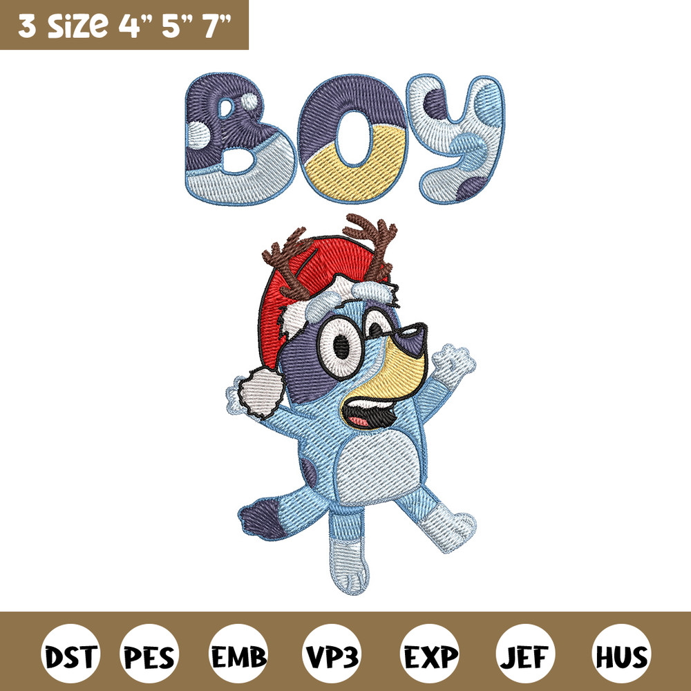 Bluey boy Embroidery Design, Bluey Embroidery, Embroidery File, Chrismas Embroidery, Anime shirt, Digital download.jpg