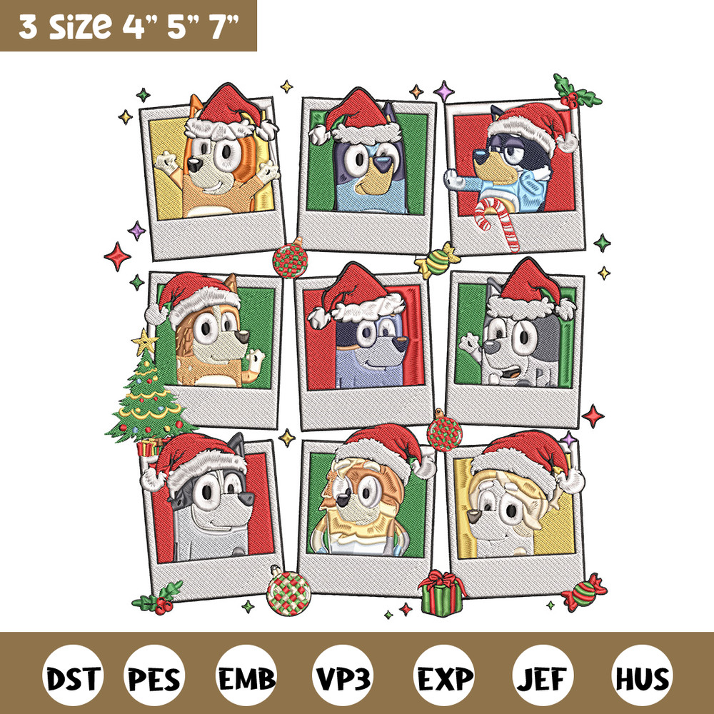 Bluey chrismas Embroidery Design, Bluey Embroidery, Embroidery File, Anime Embroidery, Anime shirt, Digital download.jpg
