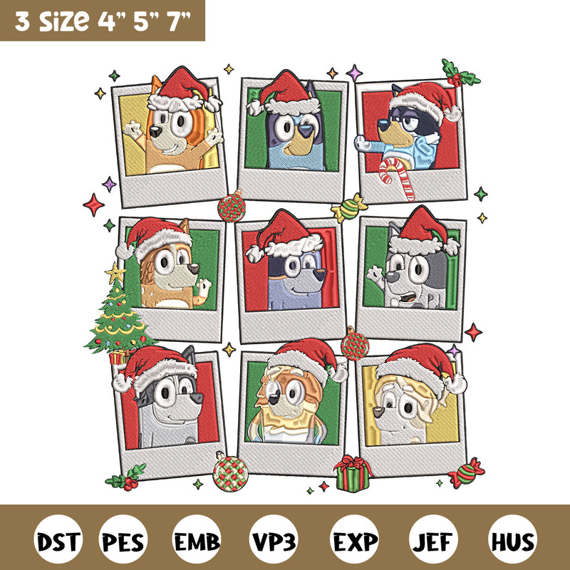 Bluey chrismas Embroidery Design, Bluey Embroidery, Embroidery File, Anime Embroidery, Anime shirt, Digital download.jpg