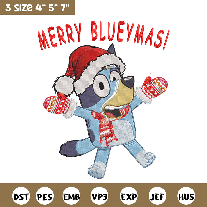 Bluey chrismas Embroidery Design, Bluey Embroidery, Embroidery File,Chrismas Embroidery, Anime shirt, Digital download.jpg