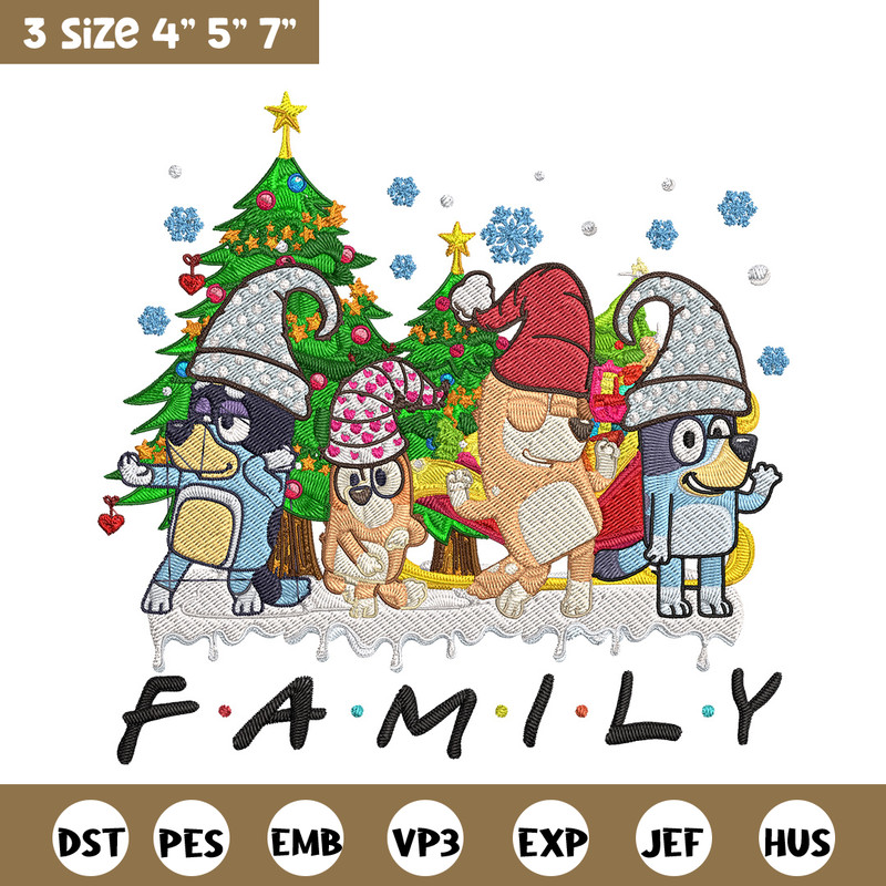Bluey family Embroidery Design, Bluey Embroidery, Embroidery File, Chrismas Embroidery, Anime shirt, Digital download.jpg