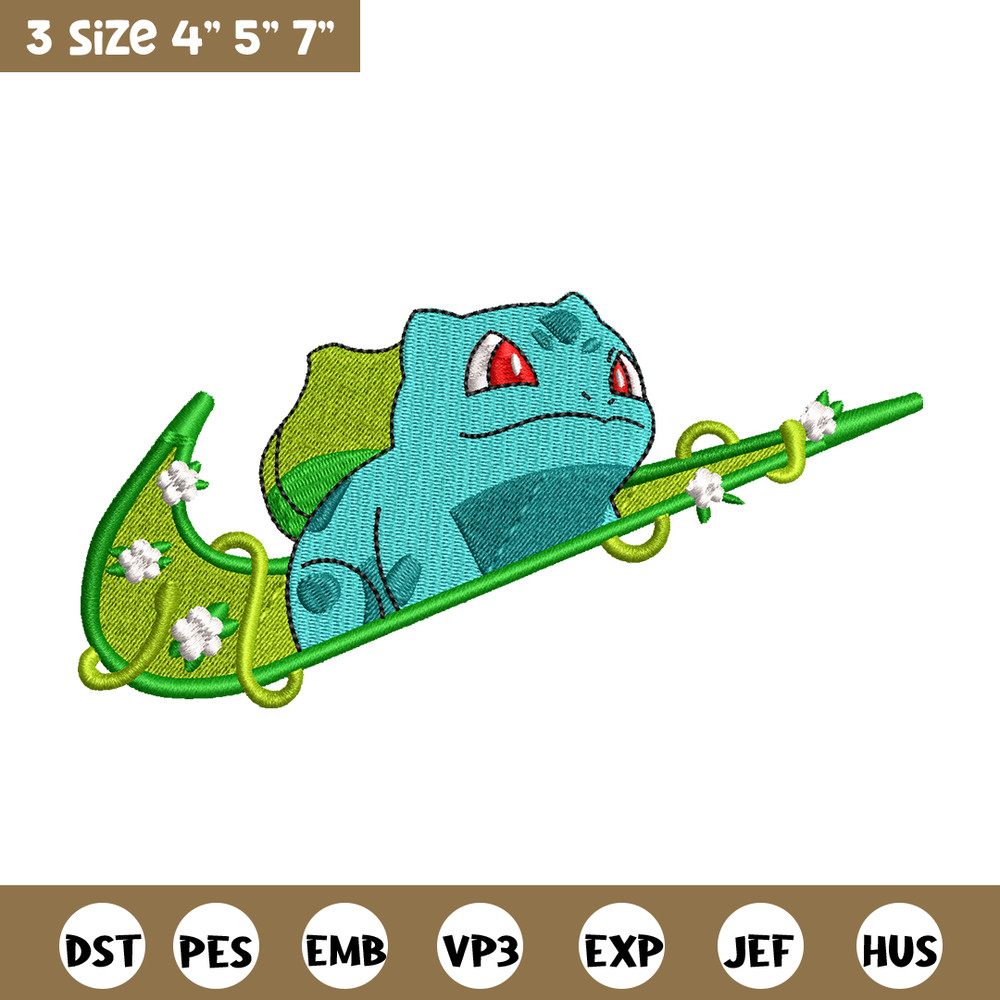 Bubasaur nike embroidery design, Pokemon embroidery, nike design, anime design, anime shirt, Digital download.jpg