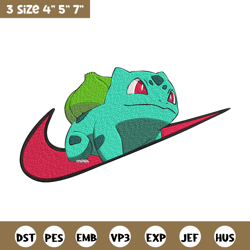 bulbasaur x nike embroidery design, pokemon embroidery, embroidery file, nike embroidery, anime shirt, digital download