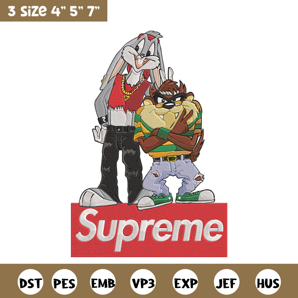 Bunny Taz Embroidery Design, Bunny Taz Embroidery, Embroidery File, Anime Embroidery, Supreme shirt, Digital download.jpg