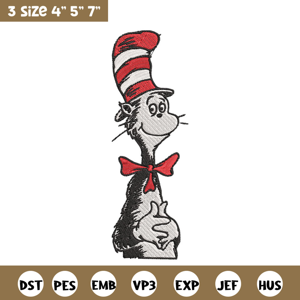 Cat in the Hat Logo Embroidery Design, Dr Seuss Embroidery, Embroidery File, Embroidery design, Digital download..jpg