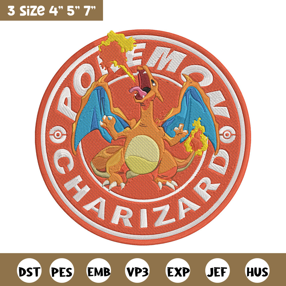 Charizard Embroidery Design, Pokemon Embroidery, Embroidery File, Anime Embroidery, Anime shirt, Digital download..jpg
