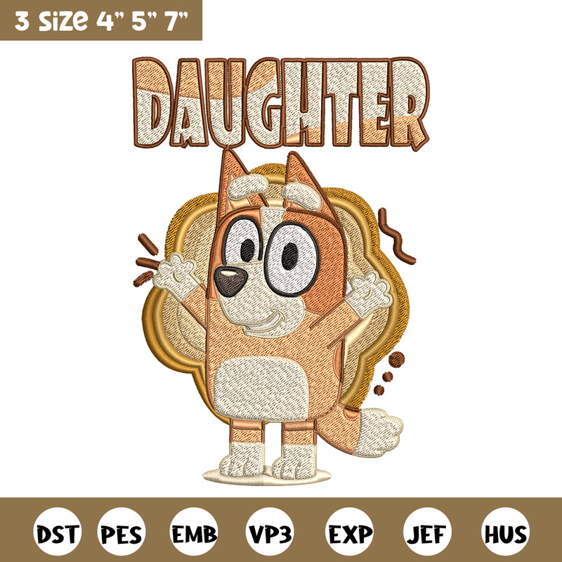 Daughter bluey Embroidery, Bluey Embroidery, cartoon Embroidery, cartoon shirt, Embroidery File, Instant download..jpg