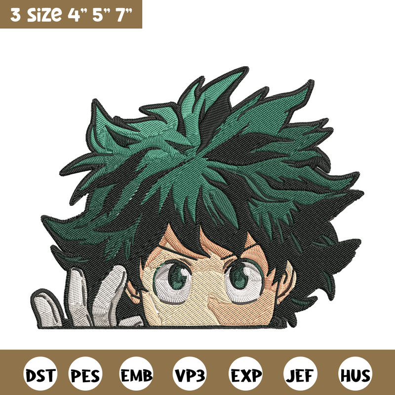 Deku Peek Embroidery Design, Mha Embroidery, Embroidery File, Anime Embroidery, Anime shirt, Digital download.jpg
