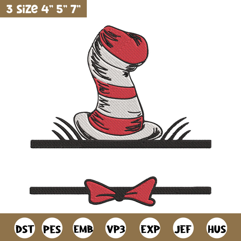 Dr seuss hat Embroidery Design, Cat In The Hat Embroidery, Embroidery File, logo shirt, Digital download..jpg