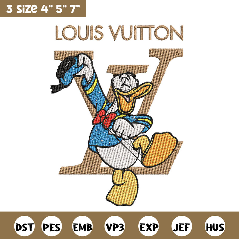 Duck cartoon lv Embroidery Design, LV Embroidery, Brand Embroidery, Embroidery File, Logo shirt, Digital download.jpg