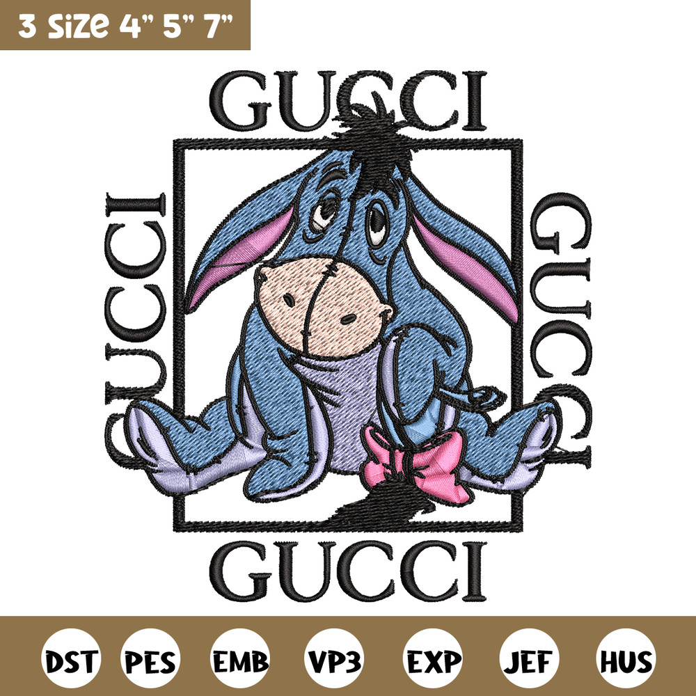 Eeyore Gucci Embroidery design, winnie the pooh Embroidery, cartoon design, Embroidery File, Instant download..jpg
