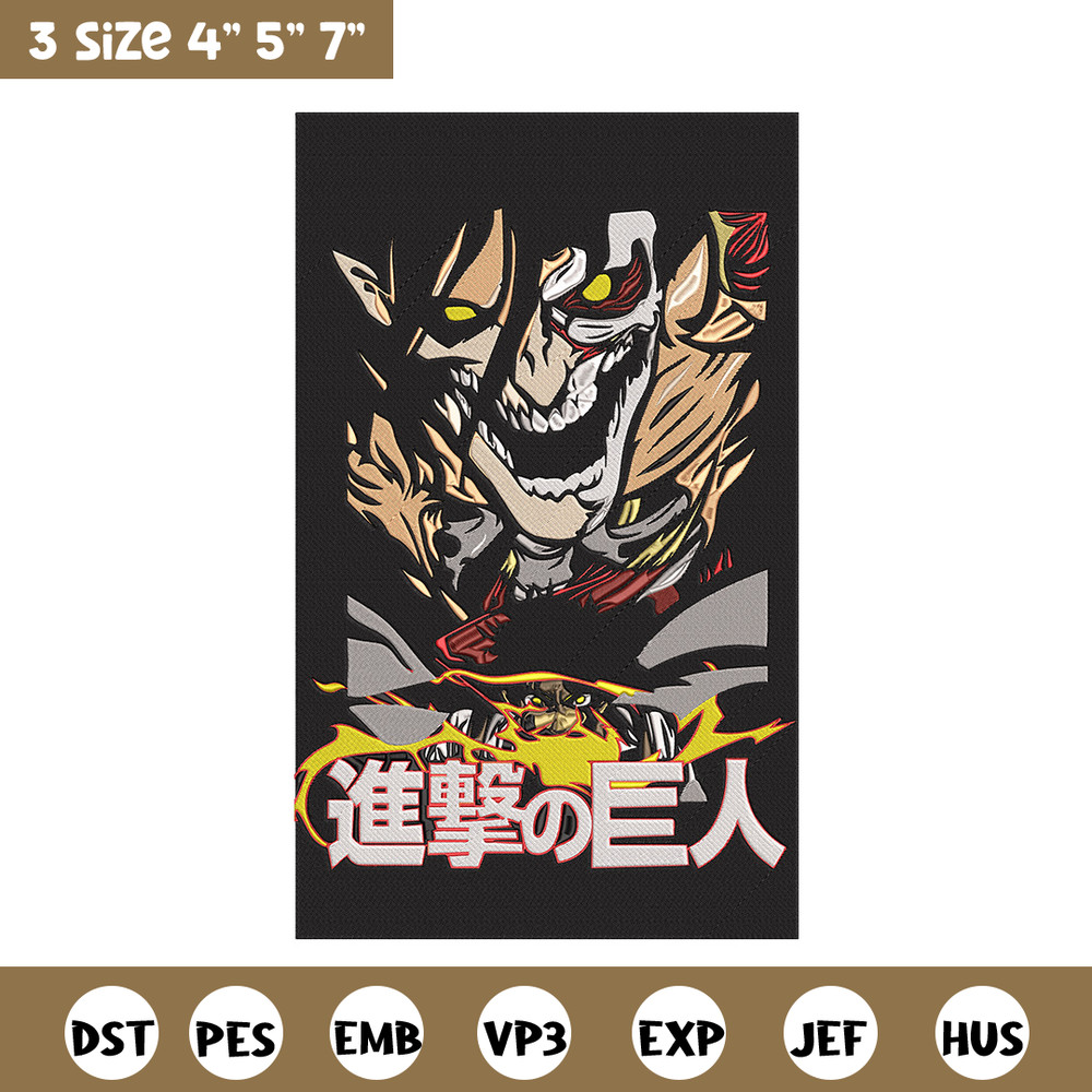 Eren poster Embroidery Design, Aot Embroidery, Embroidery File, Anime Embroidery, Anime shirt, Digital download..jpg