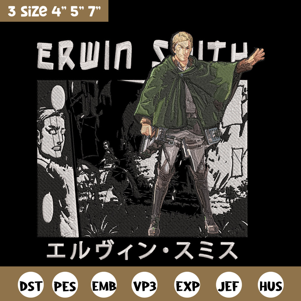 Erwin Smith Embroidery Design, Aot Embroidery, Embroidery File, Anime Embroidery, Anime shirt, Digital download.jpg