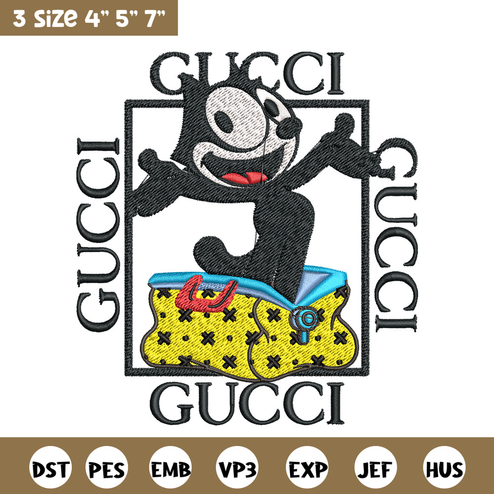 Felix The Cat Gucci Embroidery design, Felix The Cat Embroidery, cartoon design, Embroidery File, Digital download..jpg