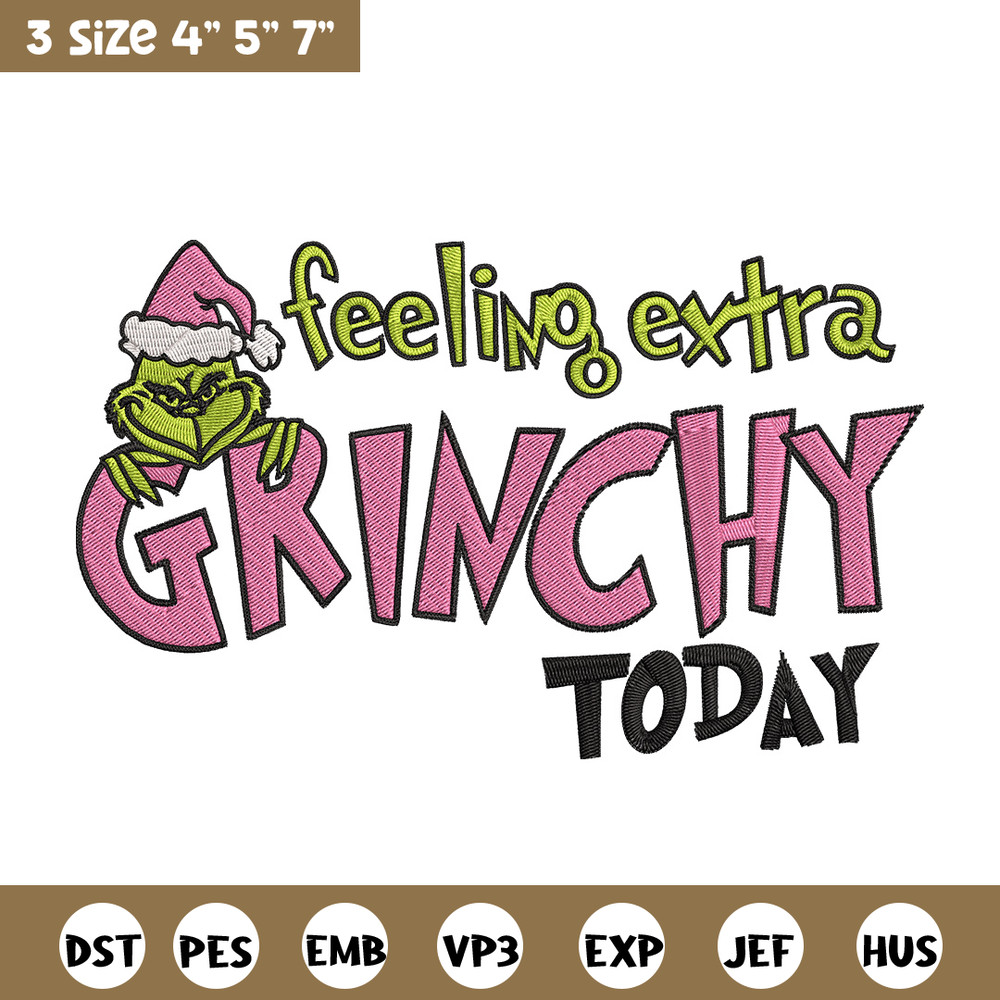 Felling extra grinchy today Embroidery Design, Grinch Embroidery, Embroidery File, Chrismas Embroidery, Digital download.jpg