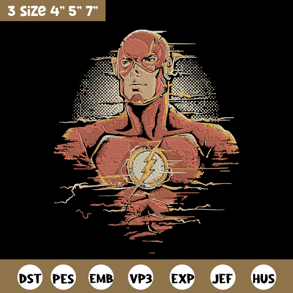 Flash poster Embroidery Design, DC comics Embroidery, Embroidery File, Anime Embroidery, Anime shirt, Digital download.jpg