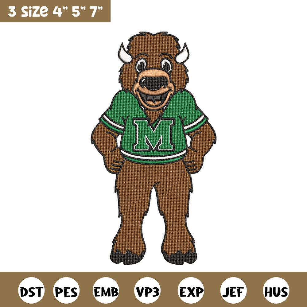 Marshall University mascot embroidery design, NCAA embroidery, Sport embroidery, Logo sport embroidery,Embroidery design.jpg