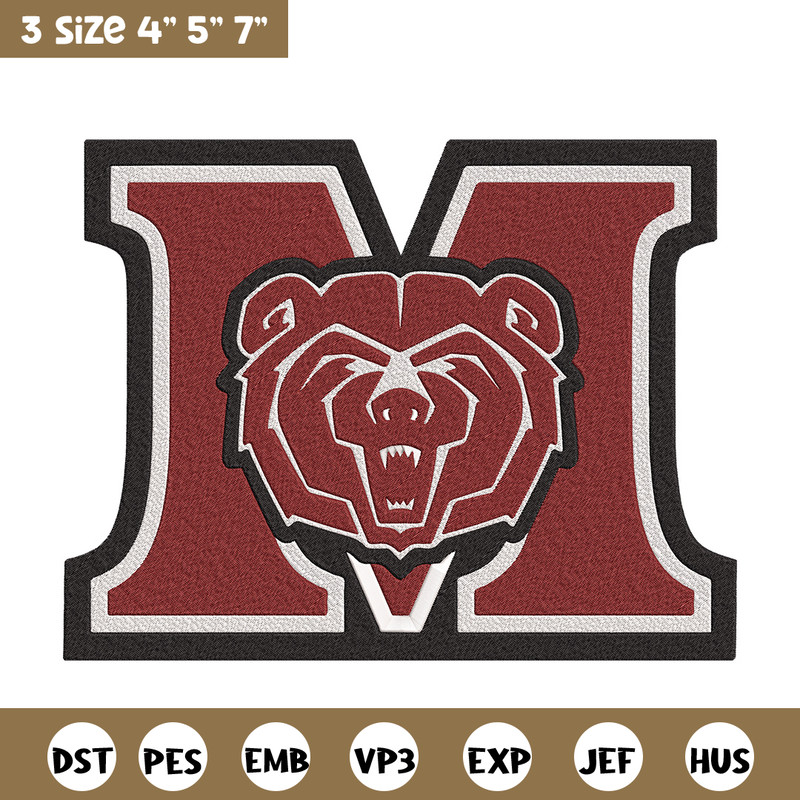 Missouri State logo embroidery design, MLB embroidery, Embroidery design, Logo sport embroidery, Sport embroidery.jpg