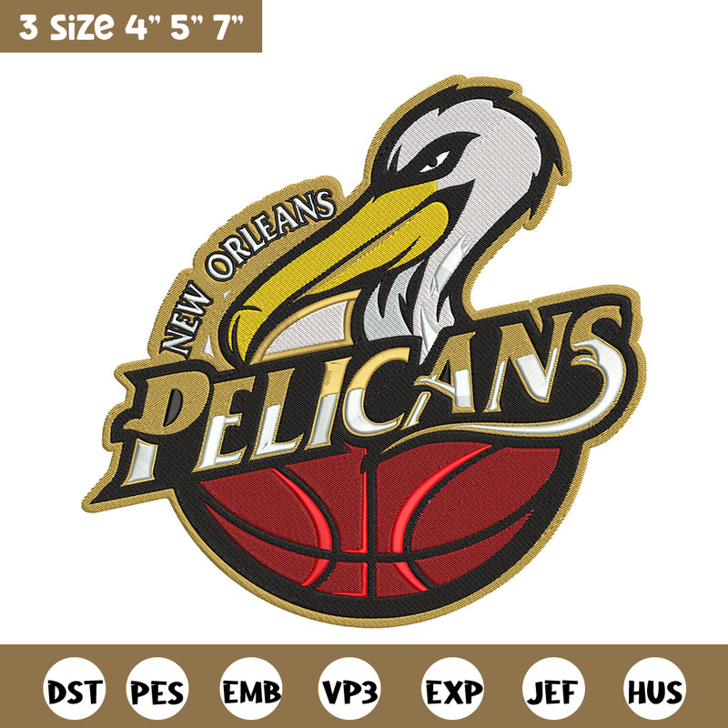 Orleans Pelicans design embroidery design, NBA embroidery, Sport embroidery, Embroidery design, Logo sport embroidery..jpg