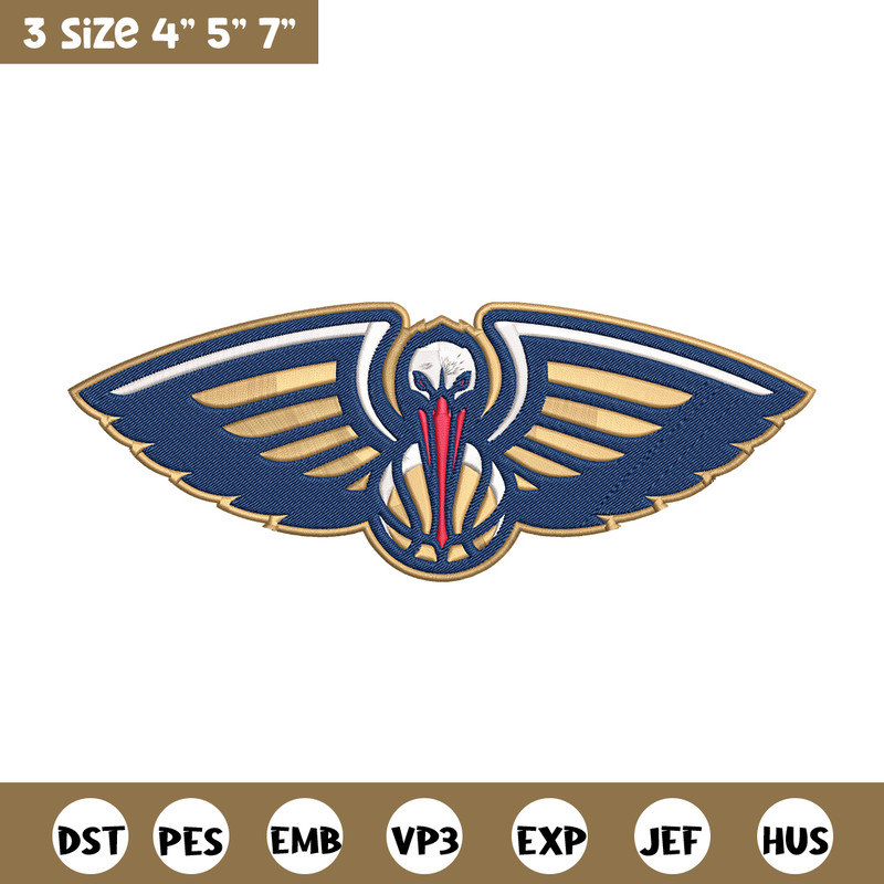 Orleans Pelicans logo embroidery design, NBA embroidery, Sport embroidery, Embroidery design, Logo sport embroidery.jpg