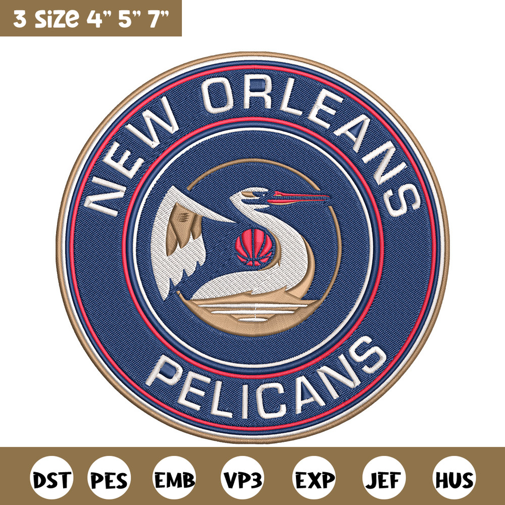 Orleans Pelicans logo embroidery design, NBA embroidery, Sport embroidery, Logo sport embroidery, Embroidery design..jpg