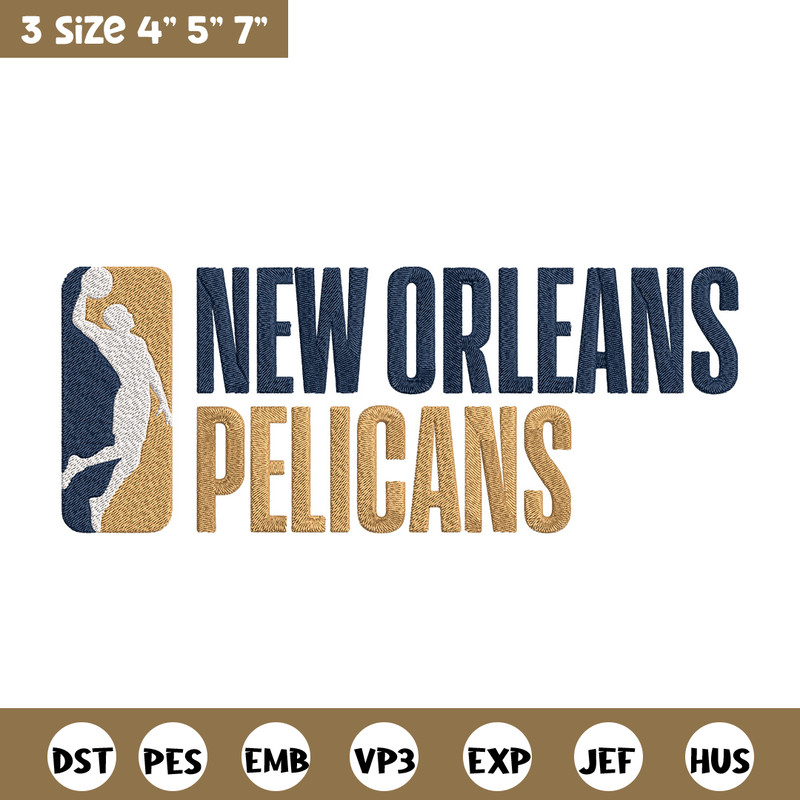 Orleans Pelicans logo embroidery design, NBA embroidery, Sport embroidery,Embroidery design,Logo sport embroidery.jpg