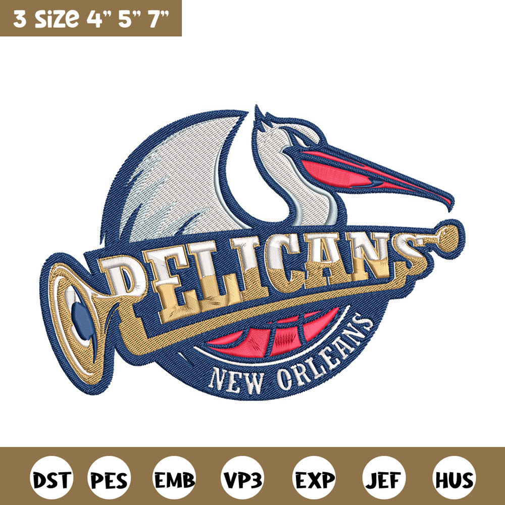 Orleans Pelicans logo embroidery design,NBA embroidery,Sport embroidery, Embroidery design, Logo sport embroidery.jpg